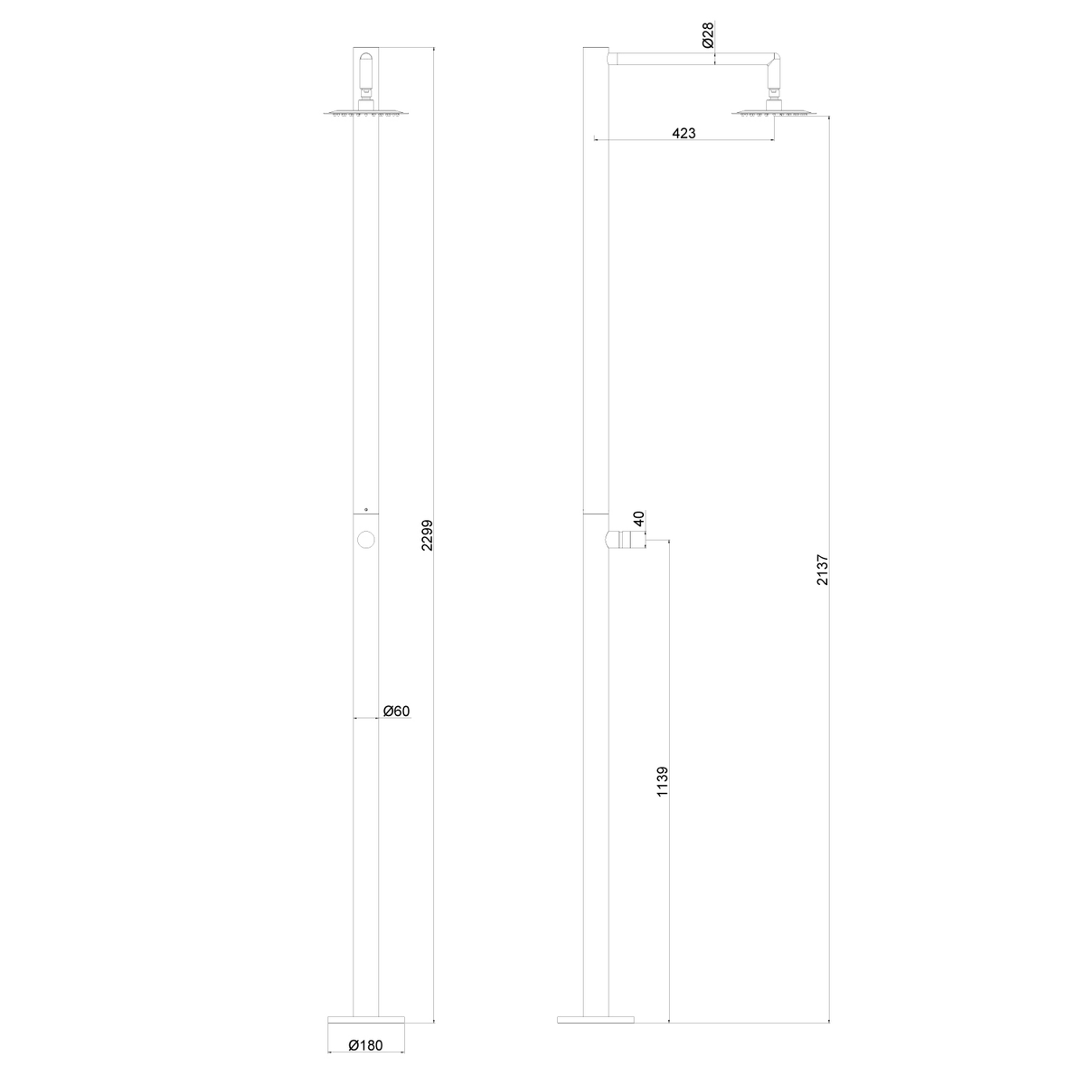 Colonna doccia inox per esterno Sined