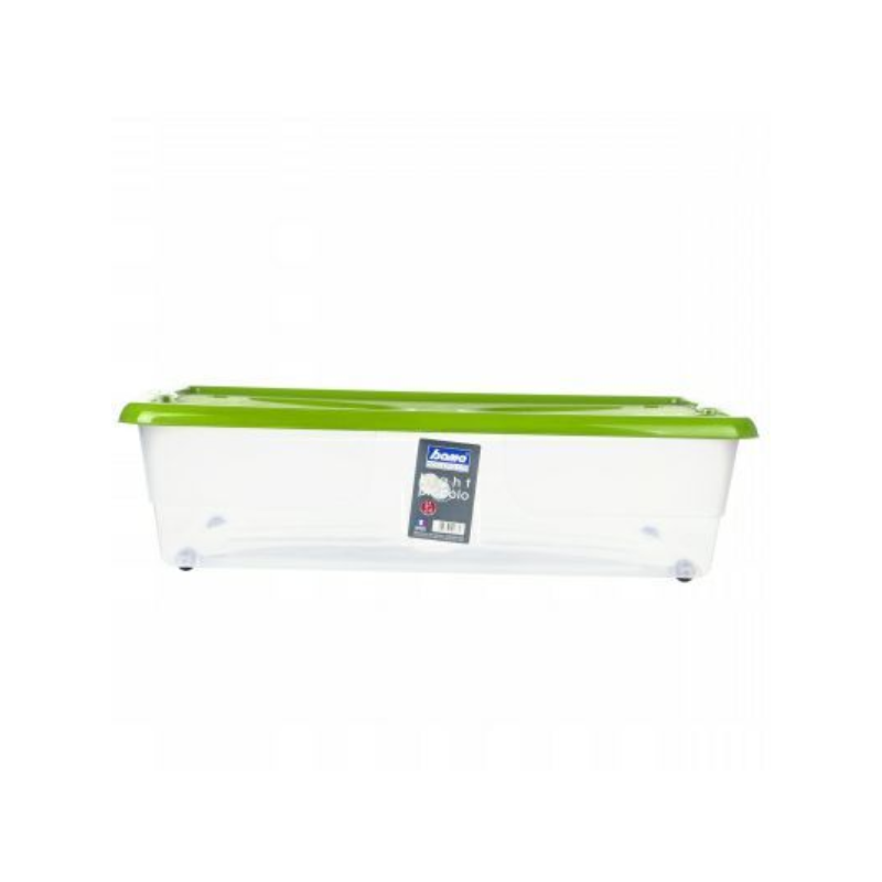 CONTENITORE BASSO IN PLASTICA CON COPERCHIO E RUOTE 60X40X15CM