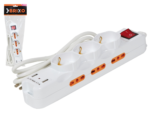 BRIXO POWER STRIP 9 OUTLETS W/SWITCH 2USB