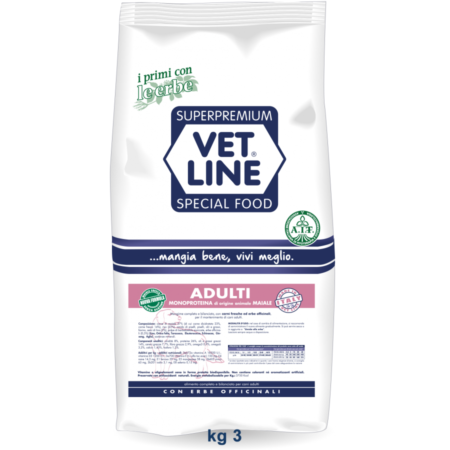 VET LINE ADULTI MONOPROTEICO MAIALE 3 KG