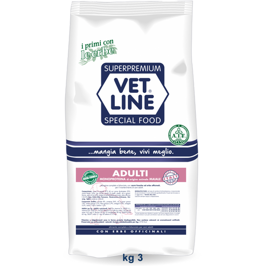 VET LINE ADULTI MONOPROTEICO MAIALE 3 KG