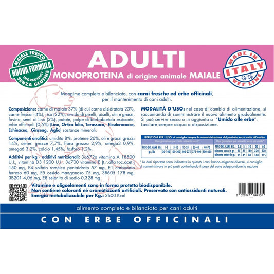 VET LINE ADULTI MONOPROTEICO MAIALE 3 KG