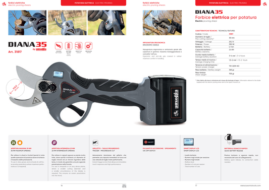 PROFESSIONAL CORDLESS PRUNING SHEARS DIANA 35MM AUSONIA