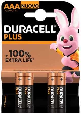 DURACELL PLUS ALKALINE AAA BATTERIES 4PK