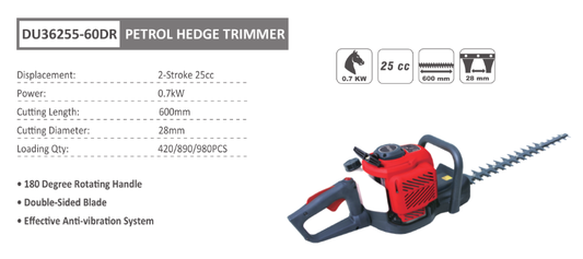 25 CC 60 CM 2-STROKE PETROL HEDGE TRIMMER