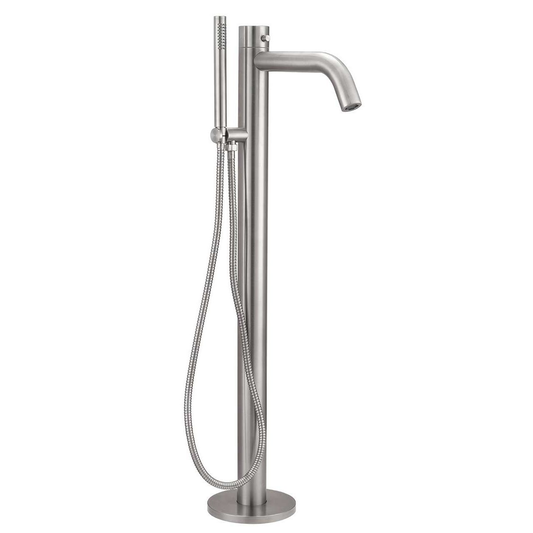 Floor-standing tub filler with hand shower