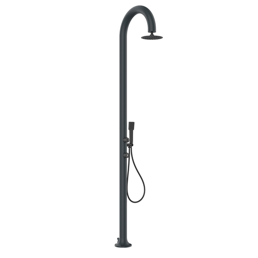 GREY ALUMINUM SHOWER WITH HANDHELD SHOWERHEAD
