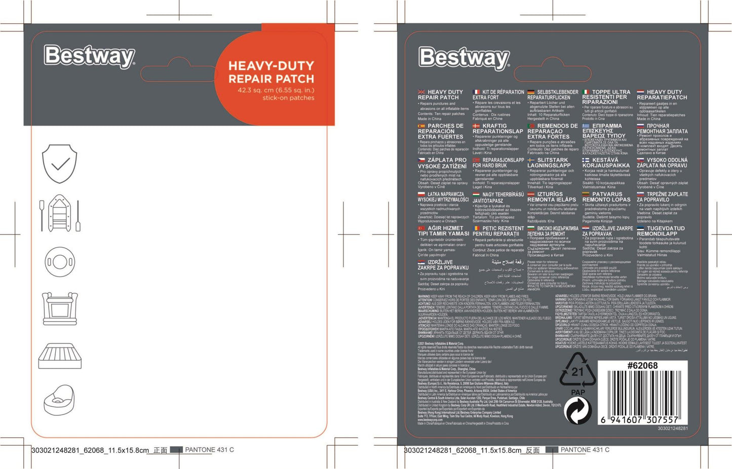 BESTWAY POOL REPAIR PATCHES 62068 PC10
