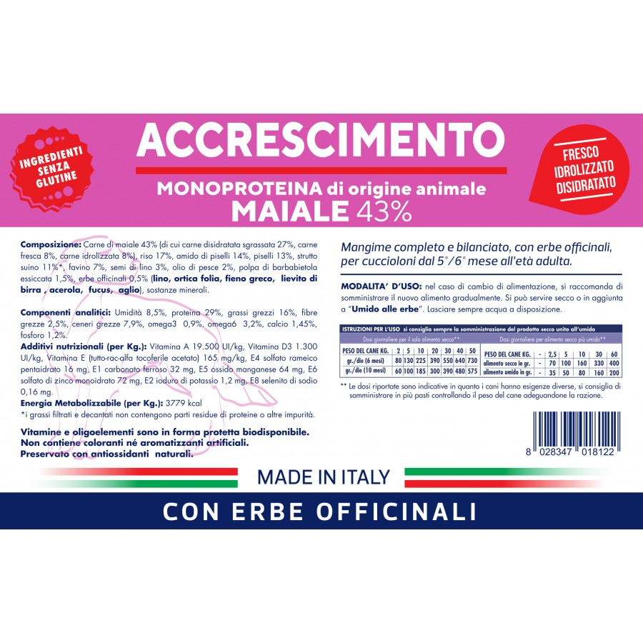 VET LINE ACCRESCIMENTO MONOPROTEICO MAIALE 12