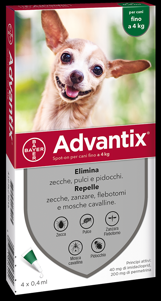ADVANTIX ANTIPARASSITARIO CANI FINO 4KG 4 PIPETTE