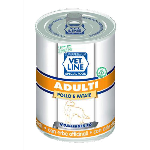 VET LINE ADULTI  UMIDO CANE POLLO E PATATE 405g
