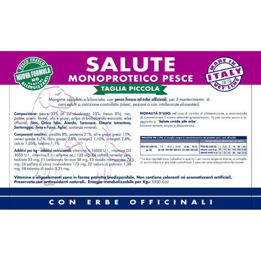 VET LINE SALUTE MONOPROTEICO PESCE TAGLIA PICCOLA 3 KG