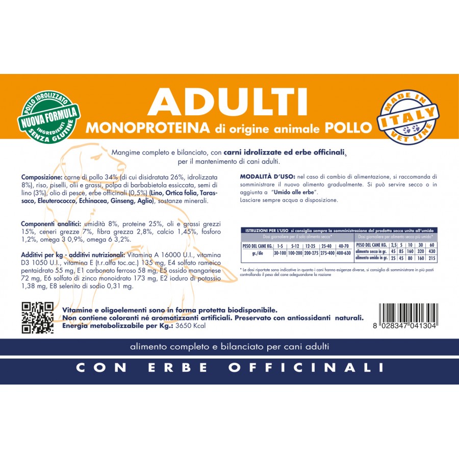 VET LINE ADULTI MONOPROTEICO POLLO 3 KG