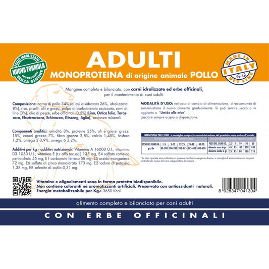 VET LINE ADULTI MONOPROTEICO POLLO 3 KG