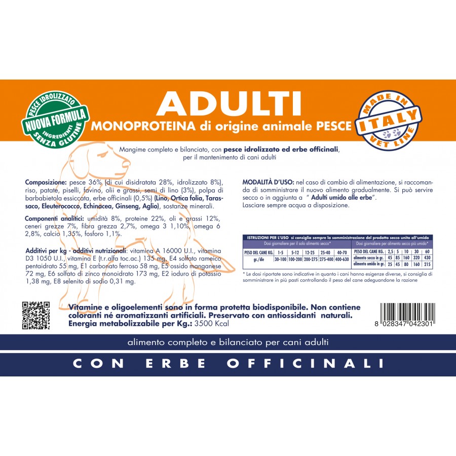 VET LINE ADULTI MONOPROTEICO PESCE 3 KG