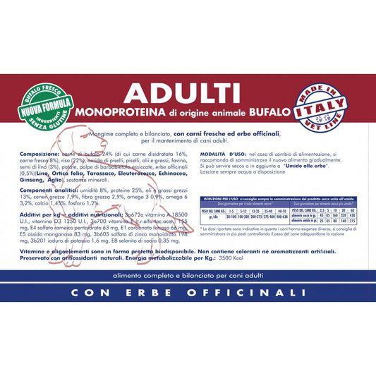 VET LINE ADULTI MONOPROTEICO BUFALO 3 KG