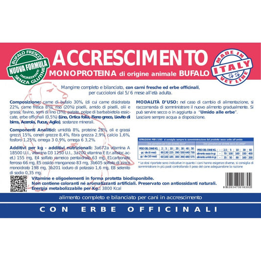 VET LINE ACCRESCIMENTO MONOPROTEICO BUFALO 3 KG