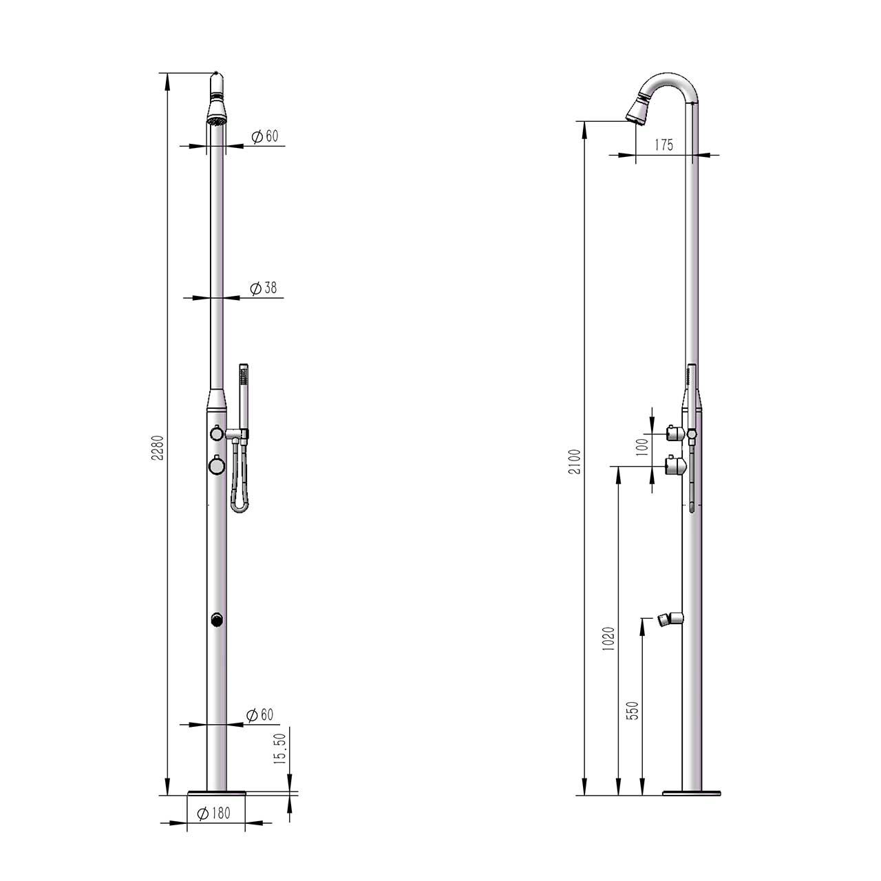 SINED Outdoor Classic Stainless Steel Shower