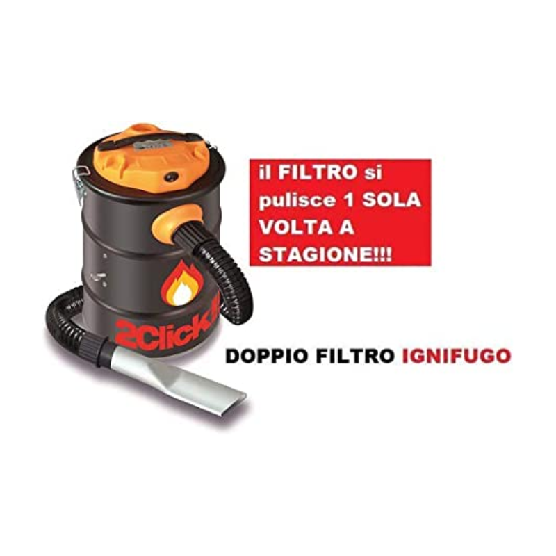 2CLICK ASH VACUUM CLEANER WITH DOUBLE FIREPROOF FILTER 1000 W FIRE&BOX