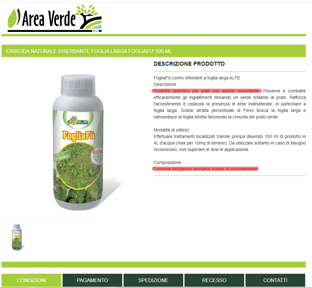 Al.FE FOGLIAFU' 500 g Diserbante selettivo