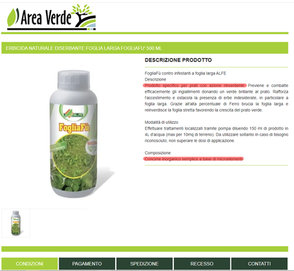 Al.FE FOGLIAFU' 500 g Diserbante selettivo