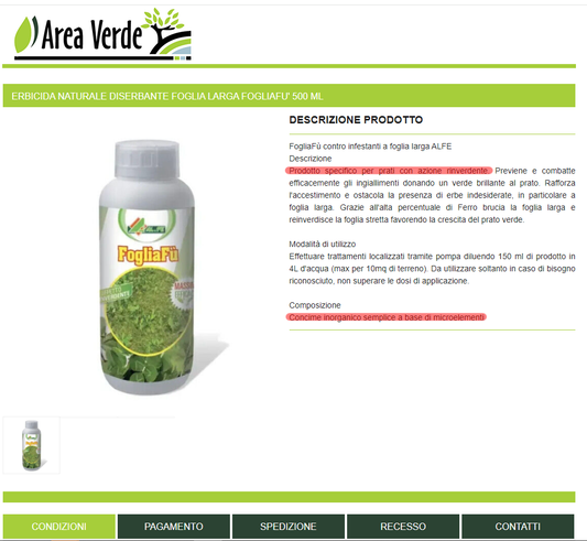 Al.FE FOGLIAFU' 500 g Diserbante selettivo