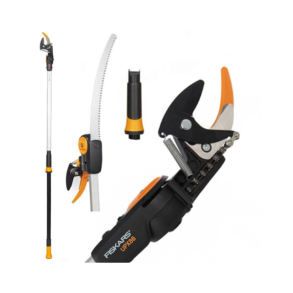 Forbice Telescopica Fiskars Upx86 + Seghetto In Omaggio - Asta 240/400 Cm -  Diam. 32 Mm